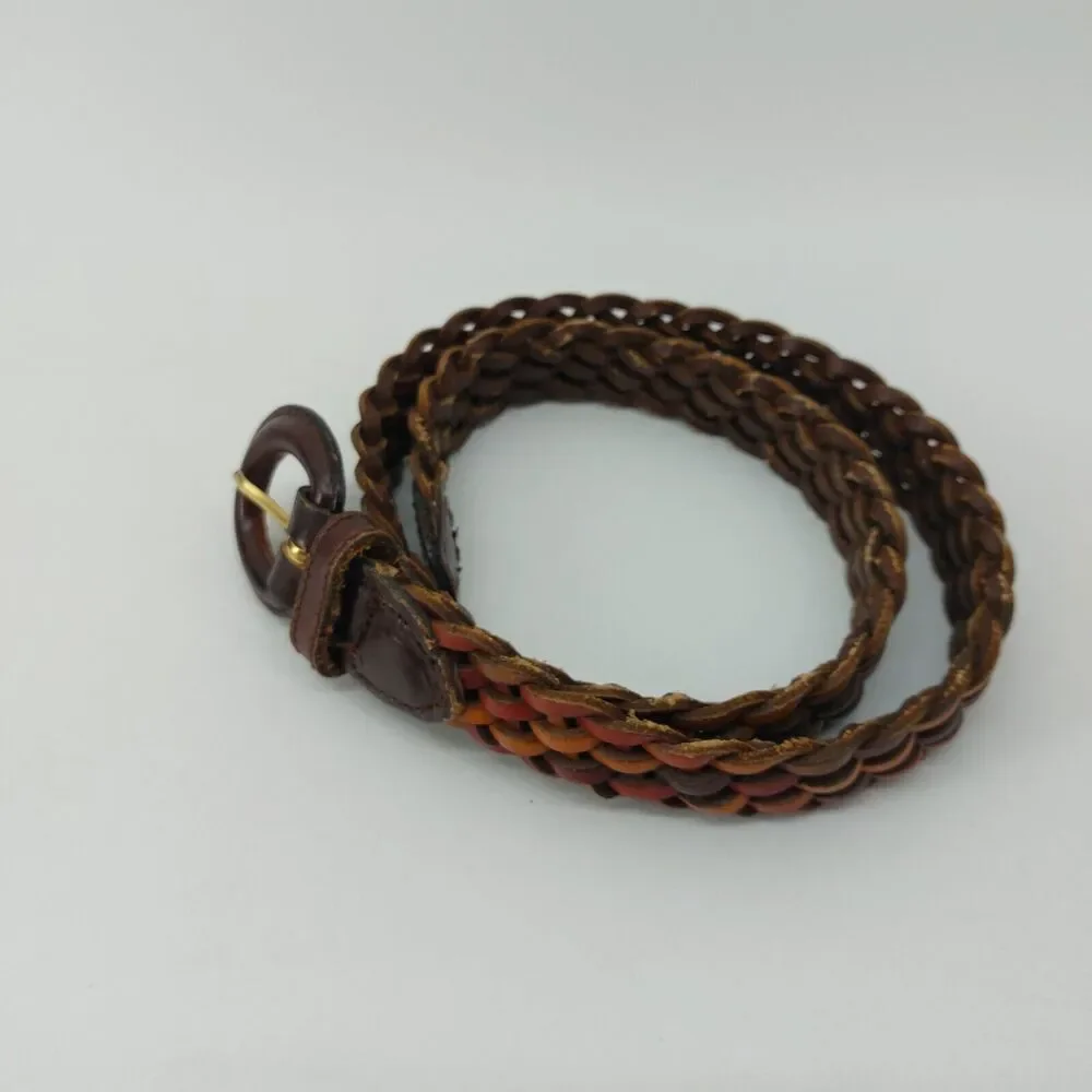Womens Small Belt Braided Brown Leather Belt Casual Classic 32